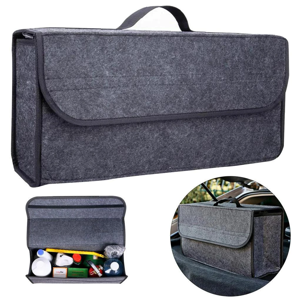 Soft felt car trunk storage organizer